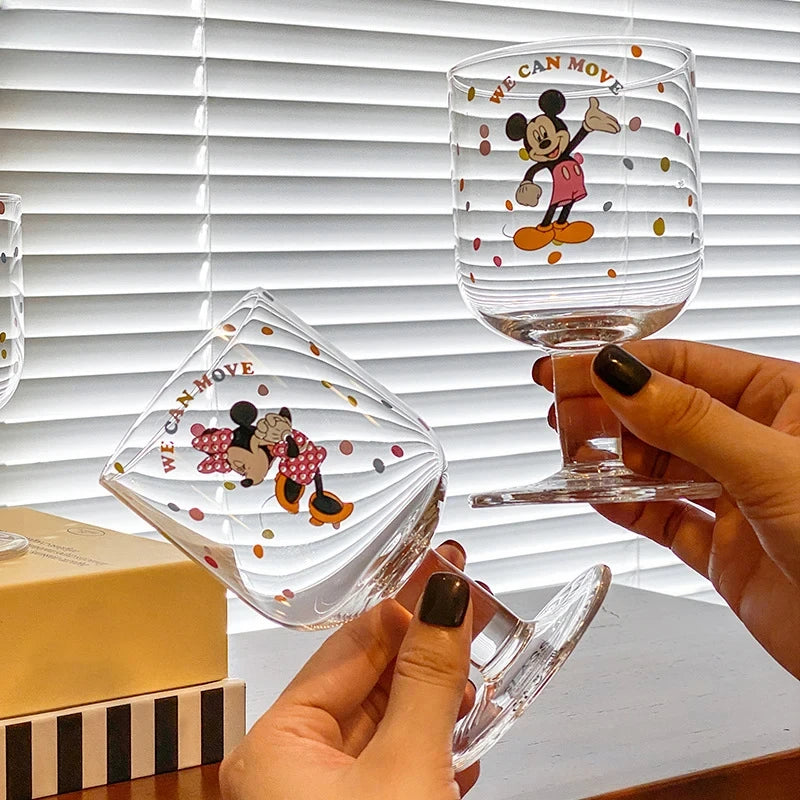 Disney Mickey Minnie Donald Daisy Glass Cup – Crystal Water & Juice Mug