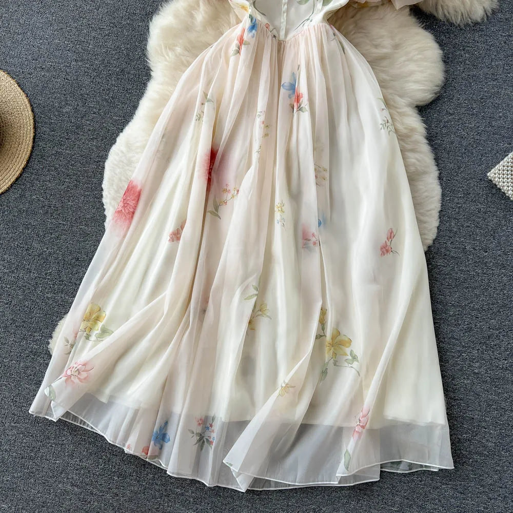 Sweet Floral Strapless Corset Dress – Off Shoulder Summer Maxi