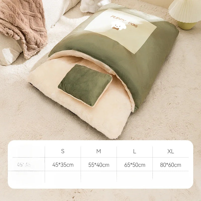 Warm Sleeping Bag Bed for Pet with Pillow