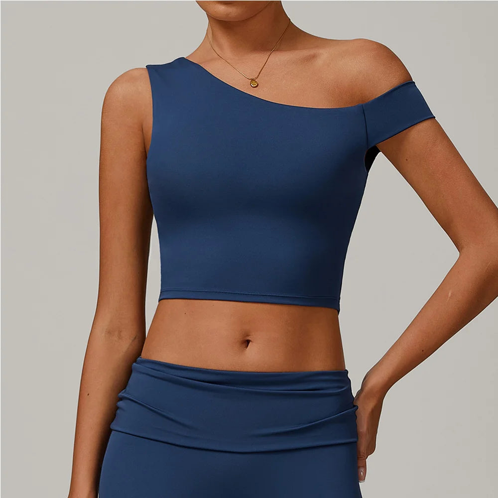 One-Shoulder Sports Bra Top for Women – Medium Support Yoga & Fitness (Multi Colors)
