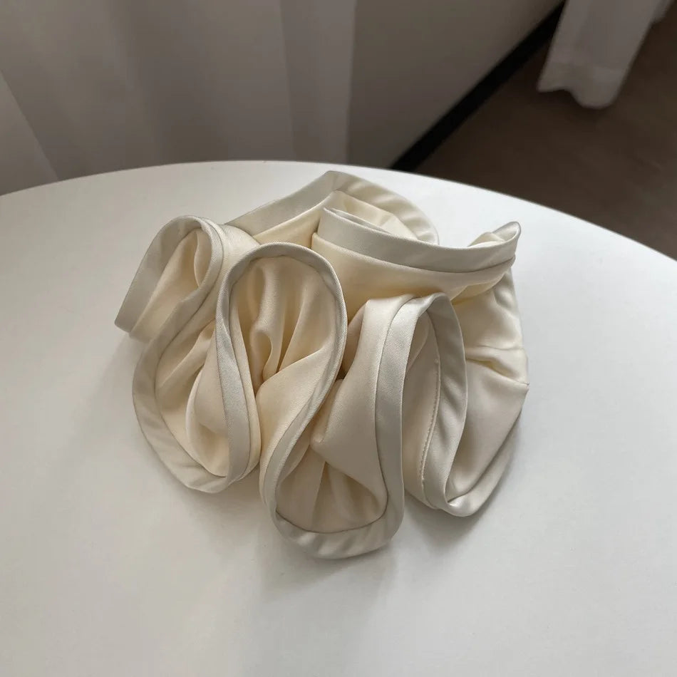 Korean Style Double Satin Silk Scrunchie – High-End Hair Accessory for Women