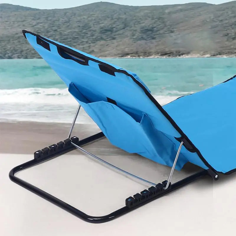 5-Position Folding Beach Lounge Chair with Headrest – Portable Recliner for Beach, Pool & Garden