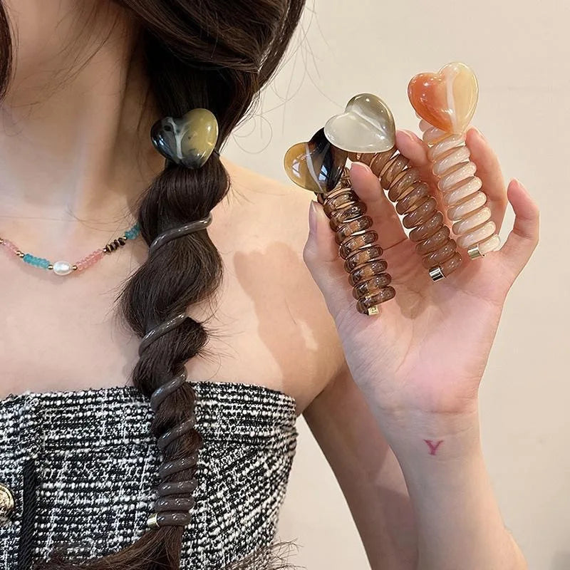 Bubble Braid Hair Tie with Heart – Stylish Elastic Hair Band for Braids