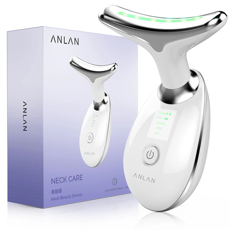 ANLAN Neck and Face Beauty Device – EMS Facial Lifting with 3 Light Colors