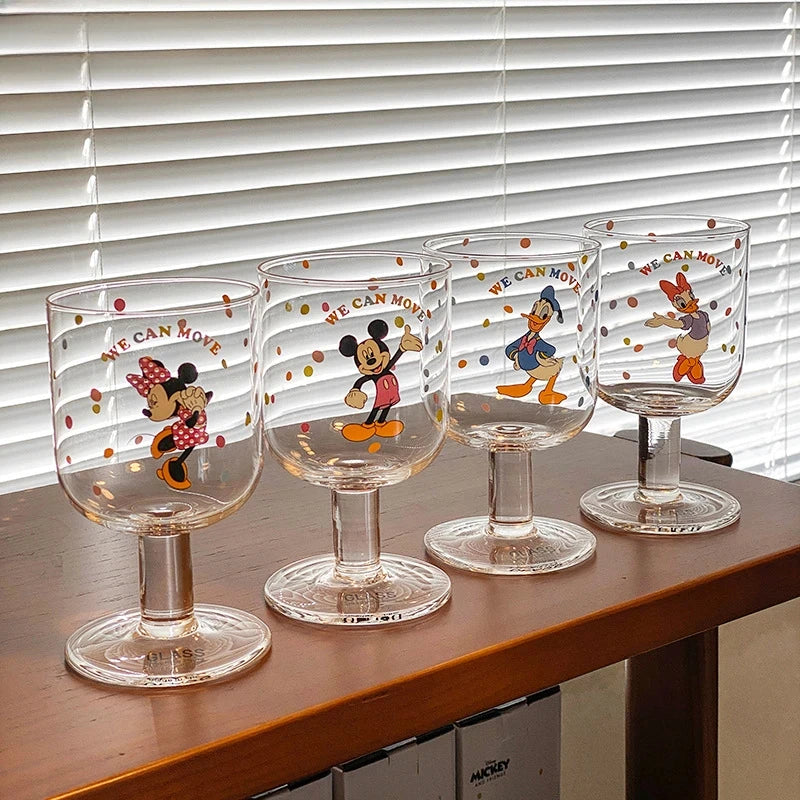 Disney Mickey Minnie Donald Daisy Glass Cup – Crystal Water & Juice Mug