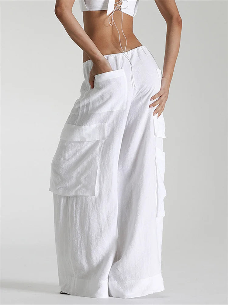 Loose Cargo Wide-Leg Pants
