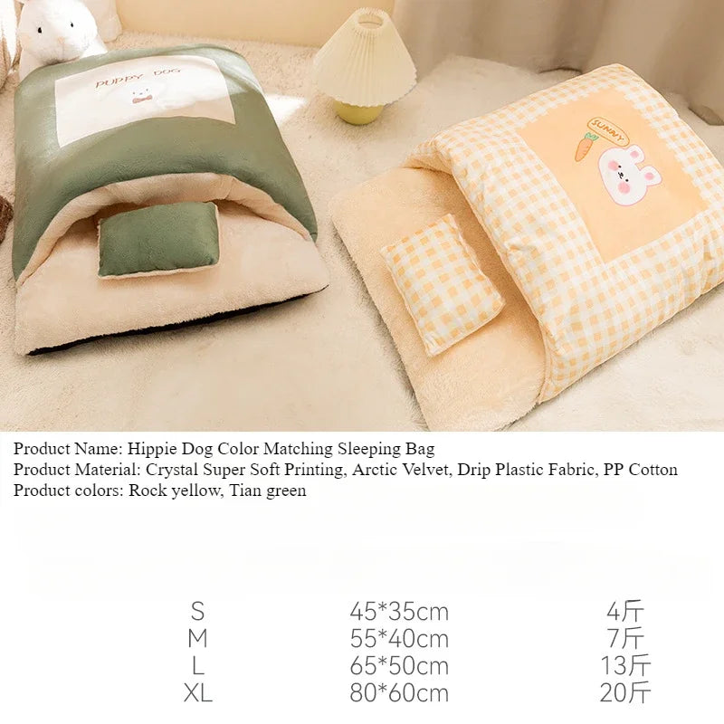 Warm Sleeping Bag Bed for Pet with Pillow