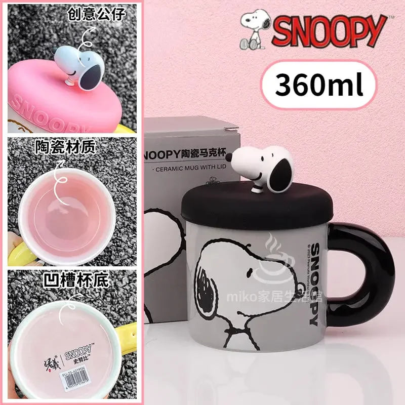 Snoopy Ceramic Milk Cup with Lid