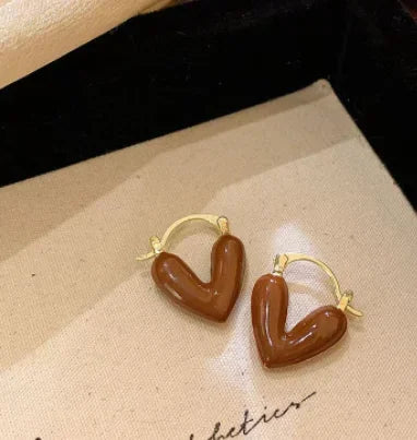 Minimalist Heart Stud Earrings – Multi Colors