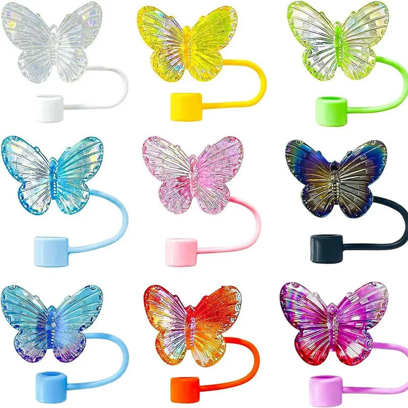 Colorful Butterfly Straw Cap Cover