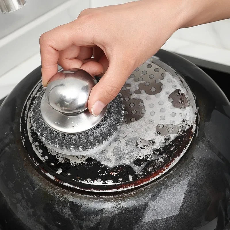 Heavy Duty Steel Pot Scrubber with Handle