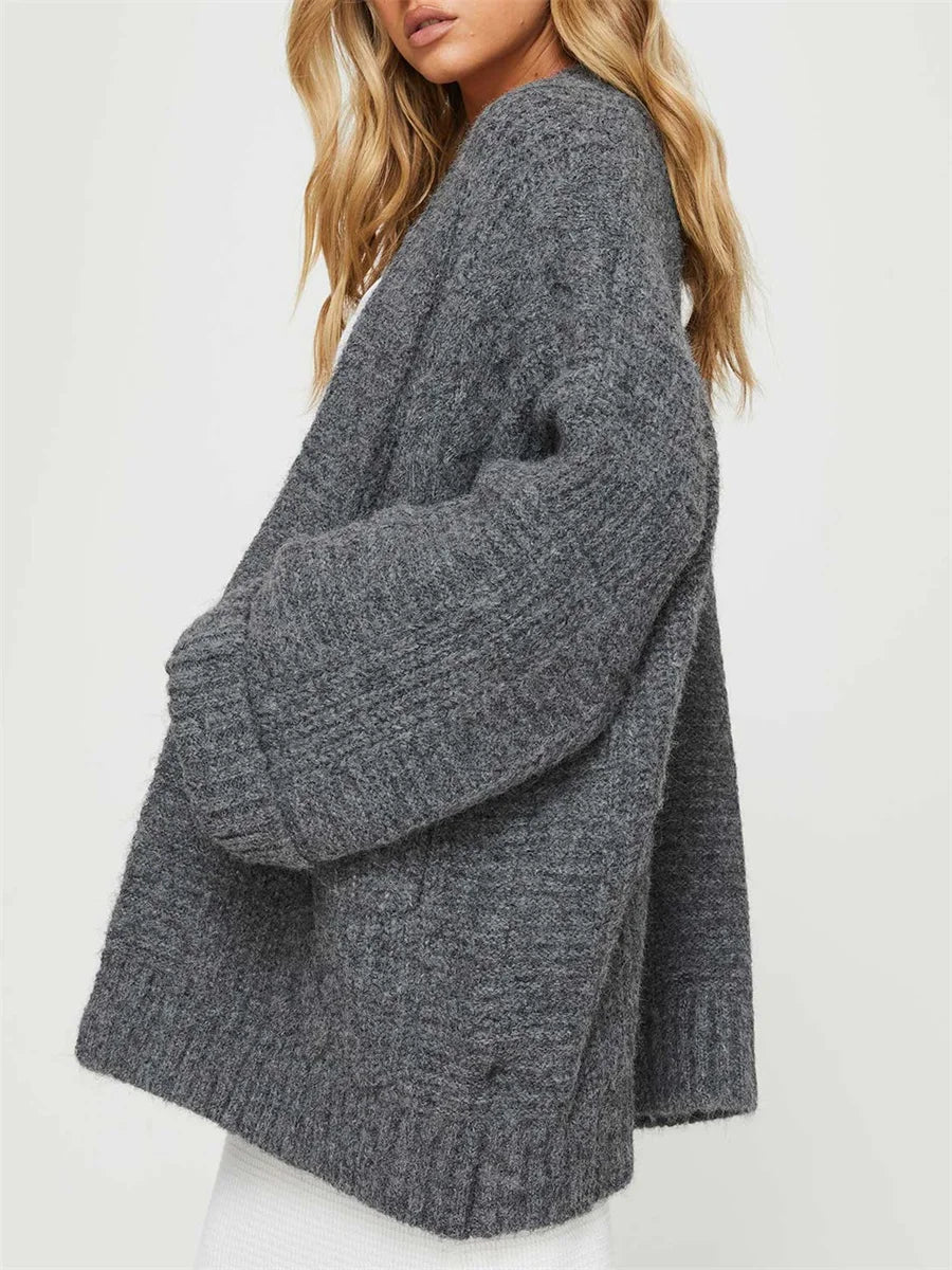Chunky Cable Knit Open Front Cardigan
