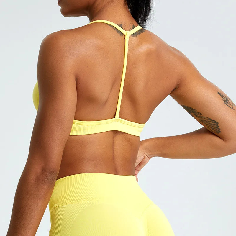 Women’s High Support Thin Strap Sports Bra – Crop Top for Running & Fitness (Multi Colors)