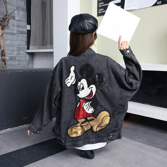 Embroidered Cartoon Denim Jacket