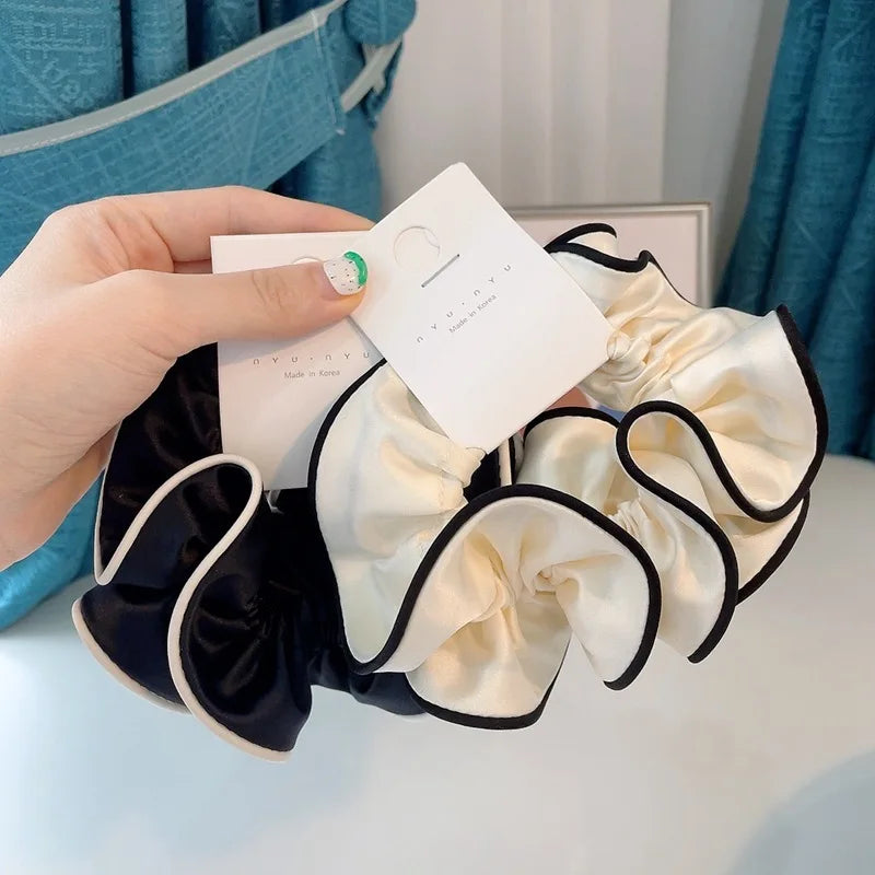 Korean Style Double Satin Silk Scrunchie – High-End Hair Accessory for Women