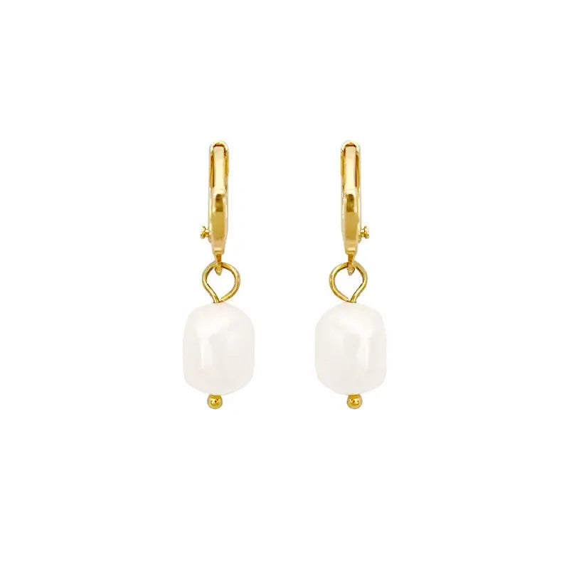 Pearl Drop Hoop Earrings – Gold & Silver