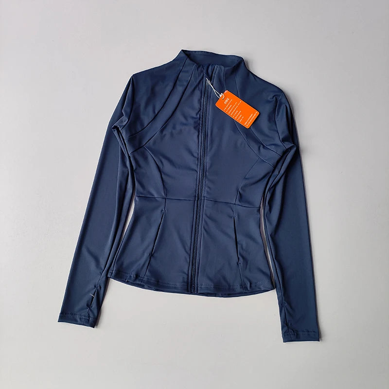 Women’s Slim Fit Zip-Up Sports Jacket – Yoga, Running, Gym Activewear