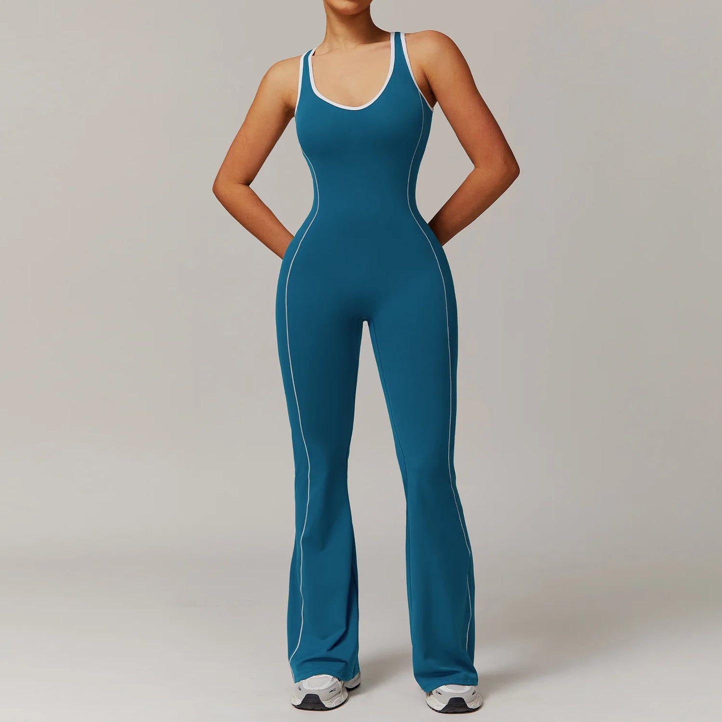 Women's Open-Back Yoga Jumpsuit – One-Piece Stretch Sports Bodysuit (Available in Multiple Colors)
