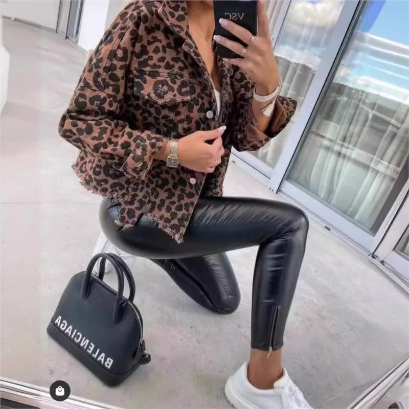 Leopard Print Denim Jacket