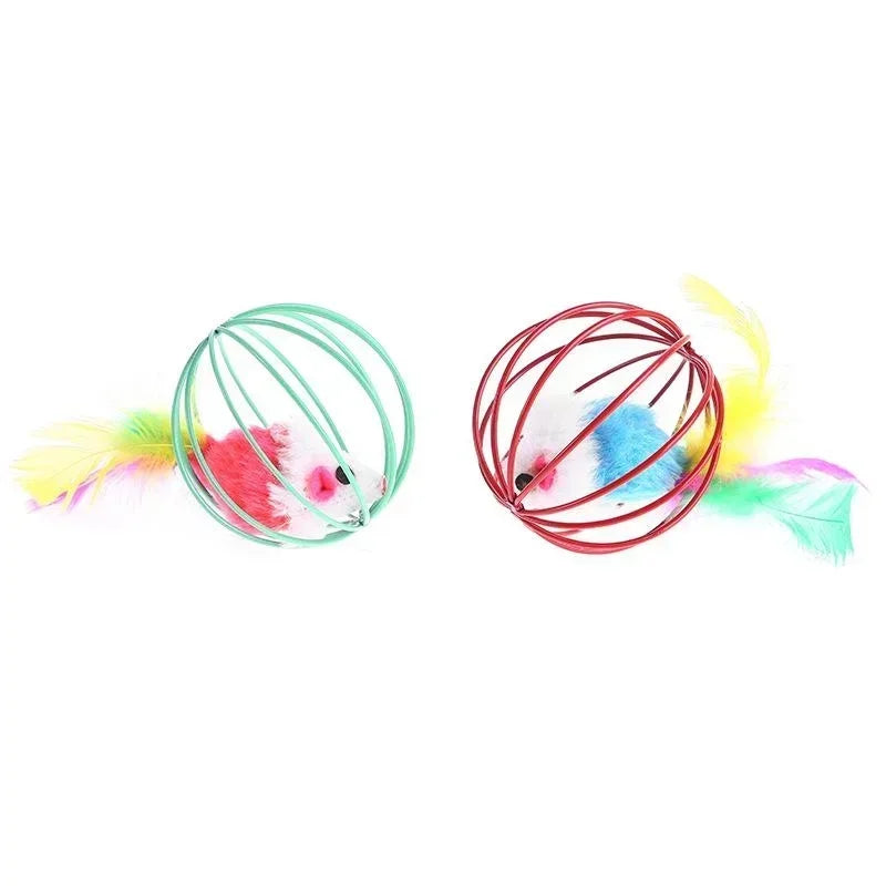 Colorful Feather Ball Toy for Cats