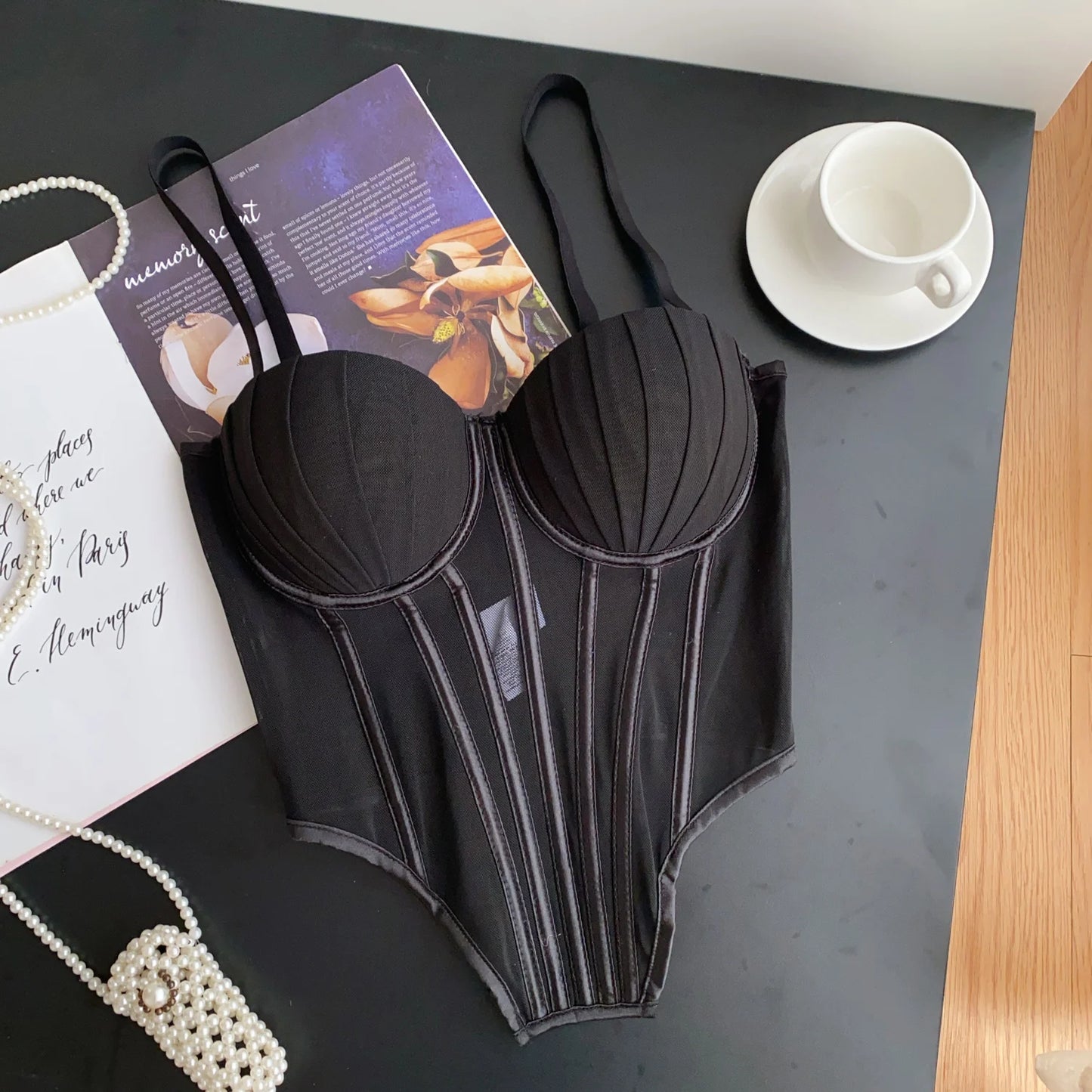 Women's Strap Corset Top – Modern Slim Mesh Design