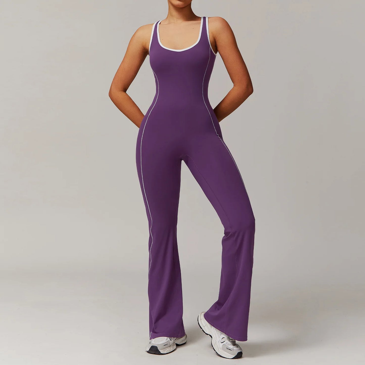 Women's Open-Back Yoga Jumpsuit – One-Piece Stretch Sports Bodysuit (Available in Multiple Colors)