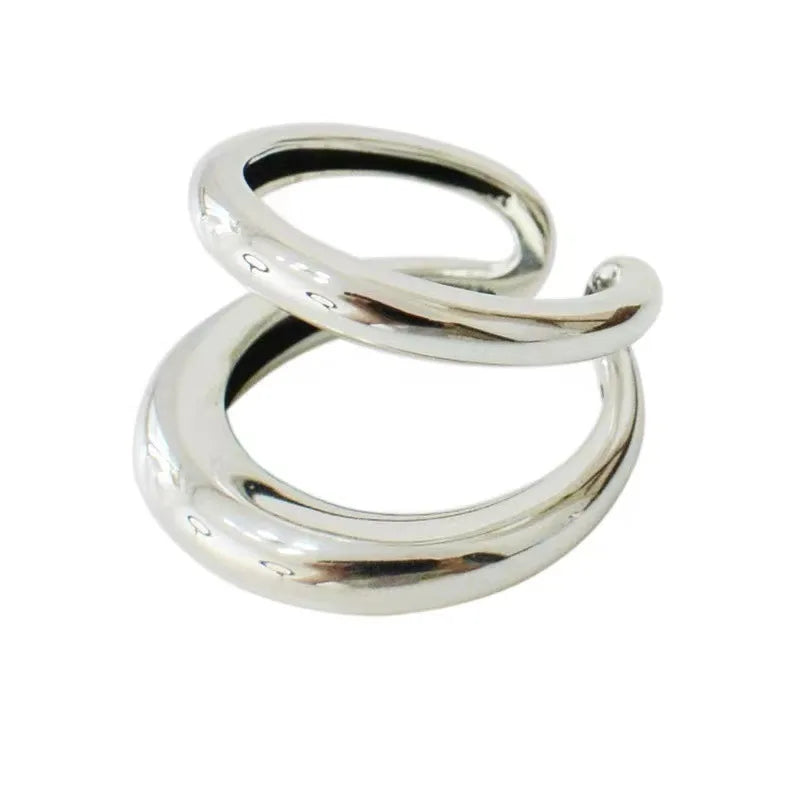 925 Sterling Silver Double-Line Geometric Ring