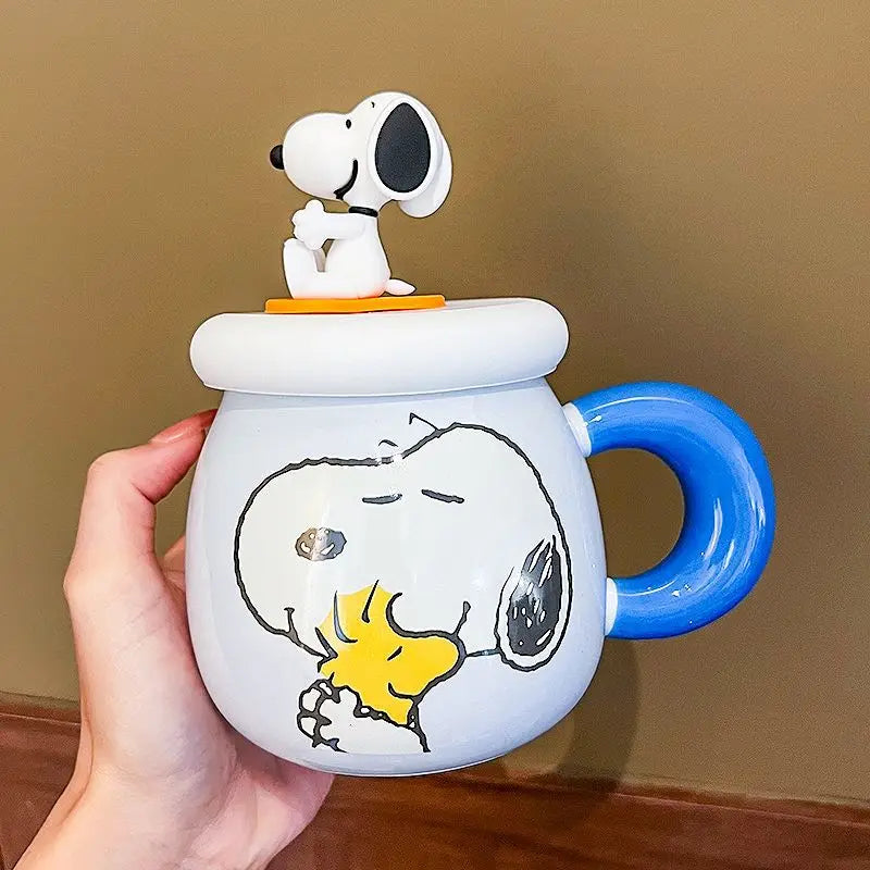 Snoopy Ceramic Mug with Lid & Straw – 500ml