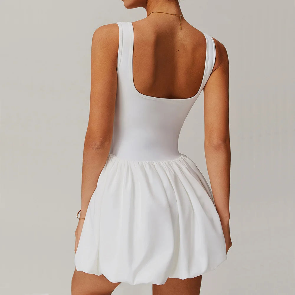Women’s Sports Dress Romper – Fake Two-Piece Yoga Skirt Jumpsuit
