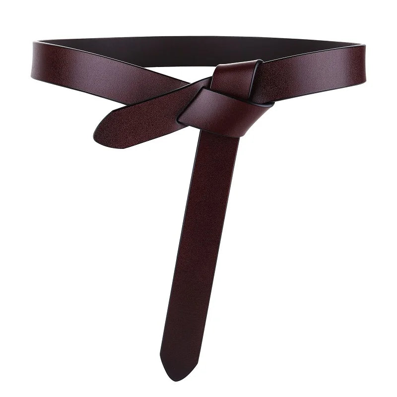 Soft Leather Tie Belt with Vintage Knot Design