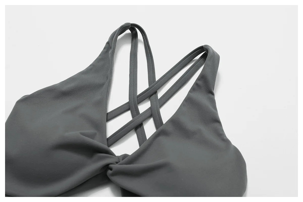 Women’s Cross-Back Push-Up Sports Bra – Breathable Crisscross Fitness Top (Multi Colors)