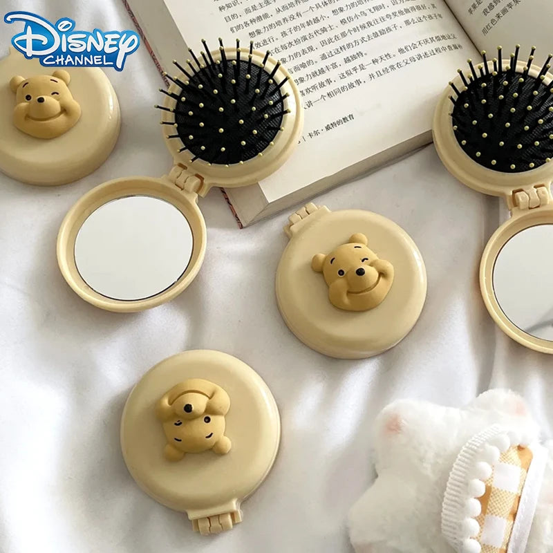 Disney 3D Winnie The Pooh Comb with Mirror – Portable Round Cartoon Comb