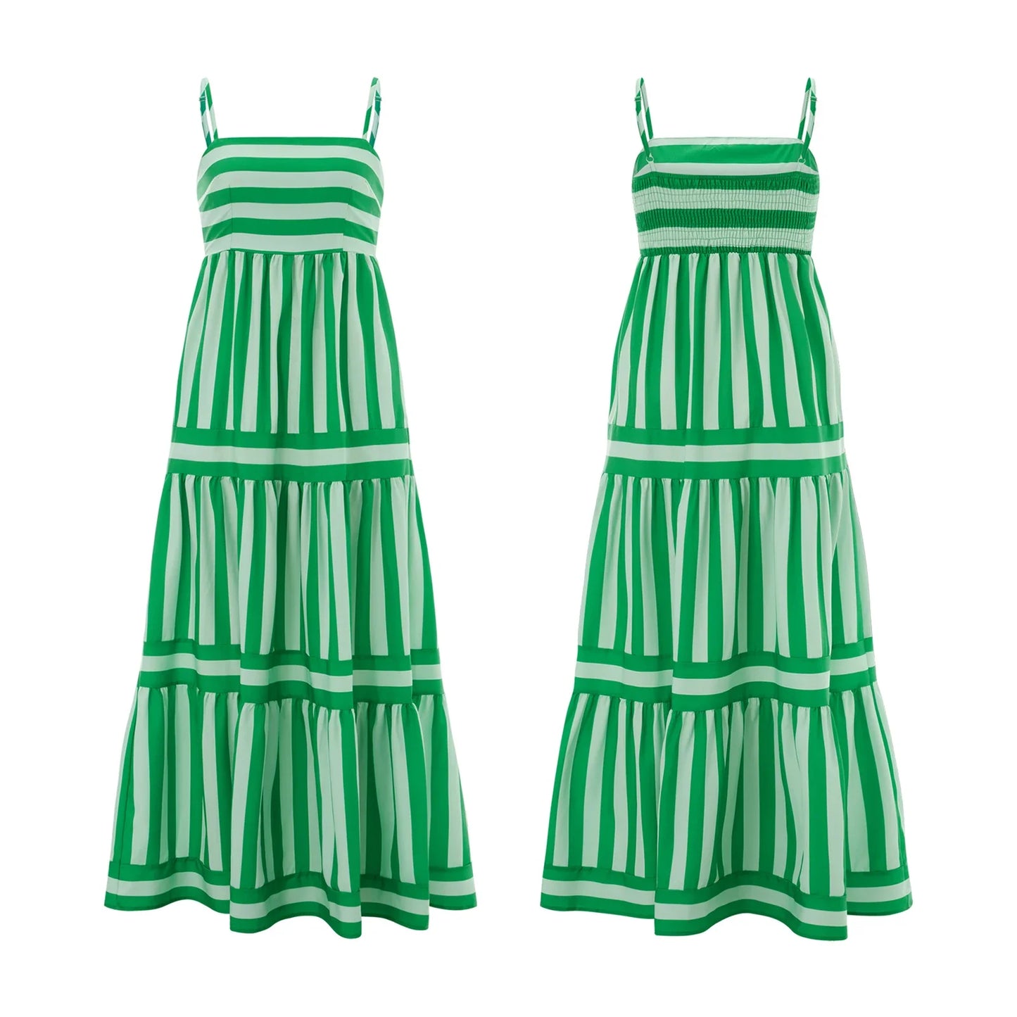 Boho Striped Tiered Maxi Dress