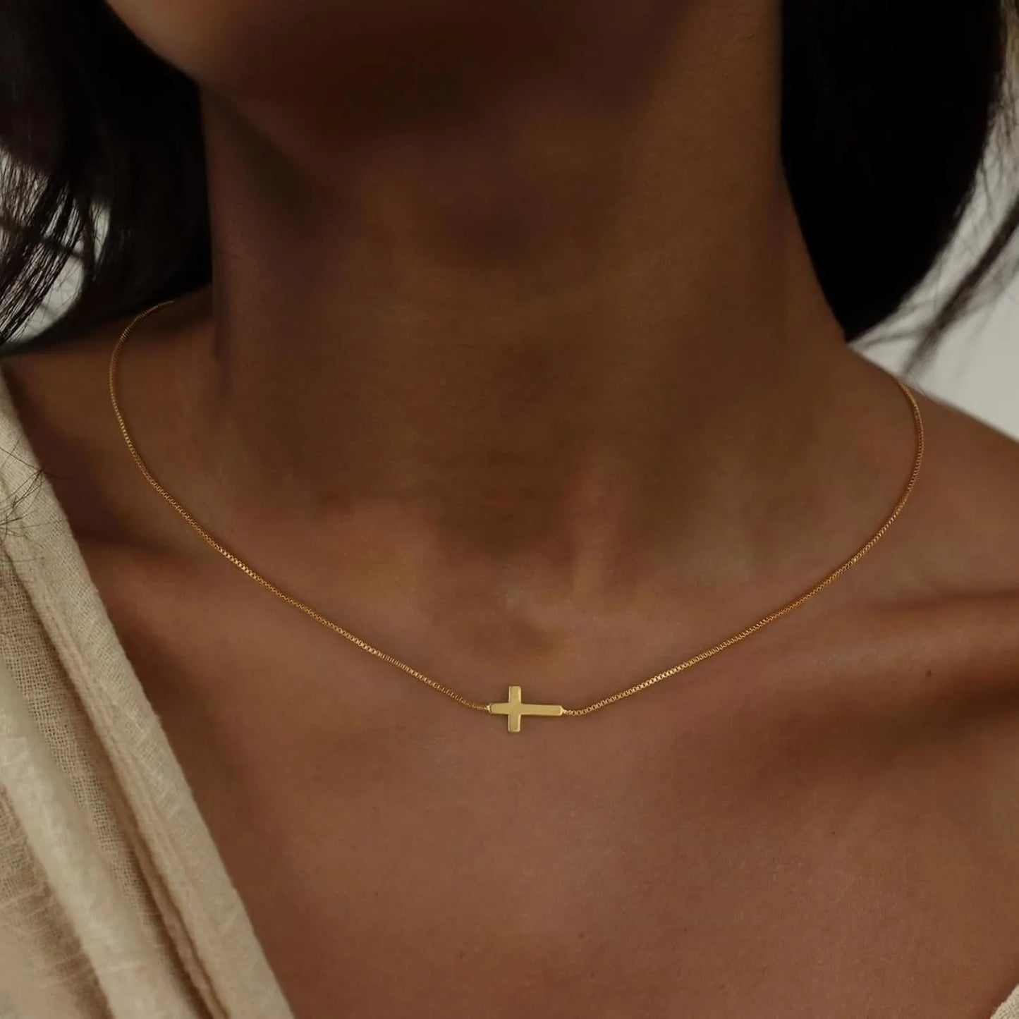 14K Gold Plated Cross Pendant Necklace – 38cm