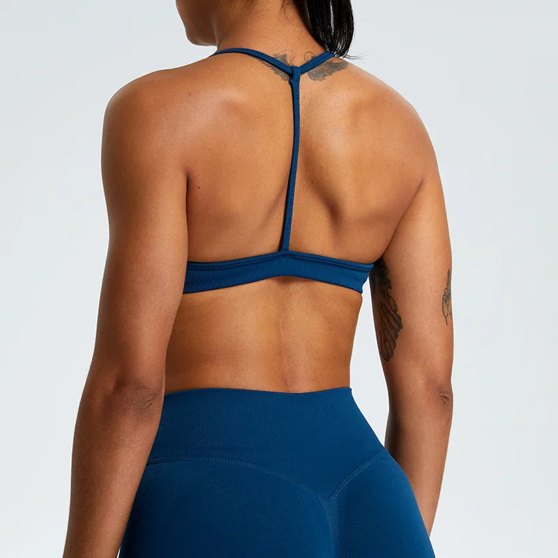 Women’s High Support Thin Strap Sports Bra – Crop Top for Running & Fitness (Multi Colors)