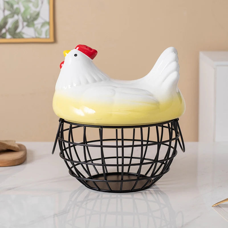 Ceramic Chicken Egg Basket