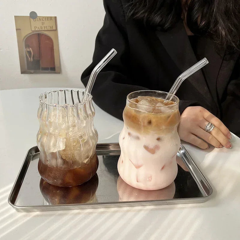 Modern Ribbed Glass Cup – Various Designs