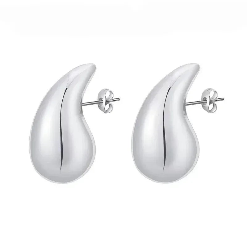 Glossy Teardrop Dome Earrings – Gold or Silver