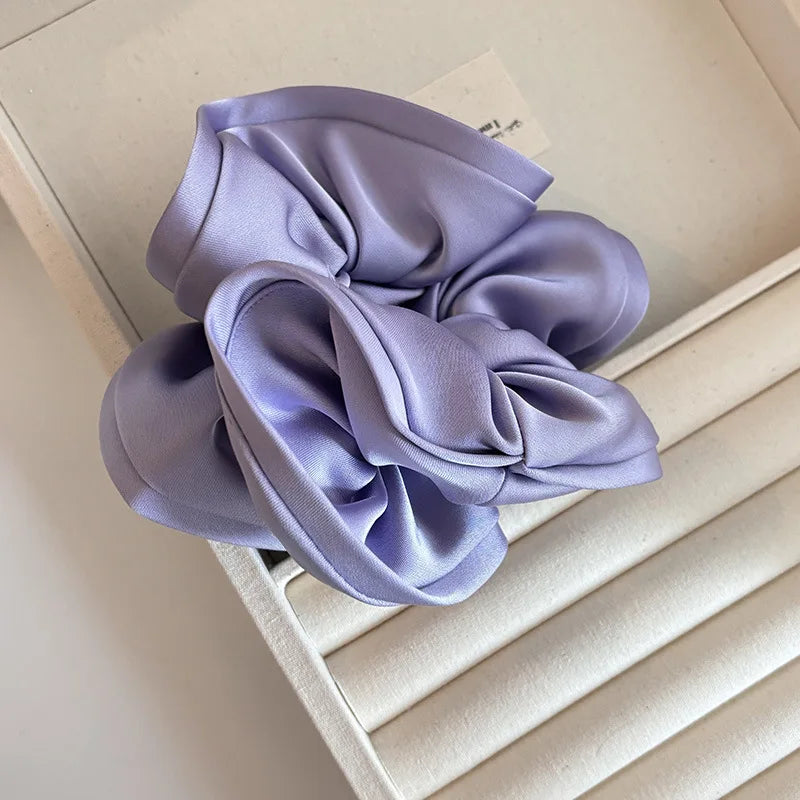 Korean Style Double Satin Silk Scrunchie – High-End Hair Accessory for Women