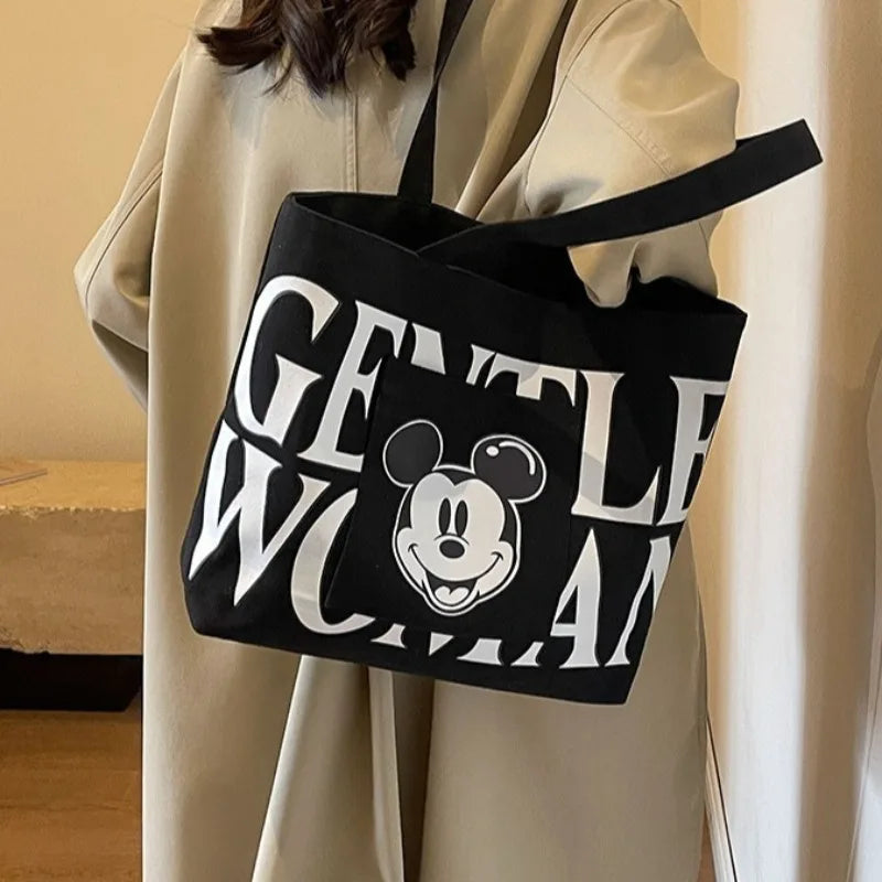 Mickey Black Canvas Tote Bag – Large, Practical & Stylish