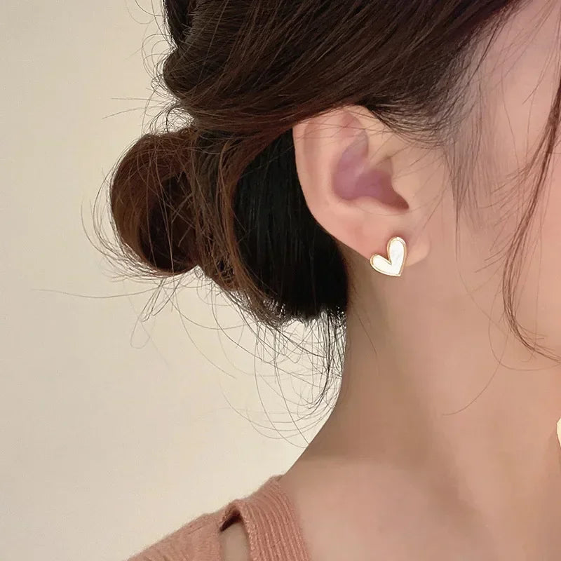Minimalist Heart Stud Earrings – Multi Colors