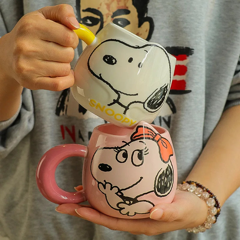 Cute Cartoon Ceramic Mug – Large 500ml Snoopy Design (Without Spoon)
