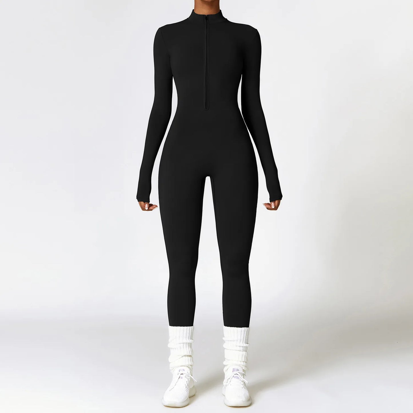 Women's Long Sleeve Zipper Sports Jumpsuit – Multiple Colors