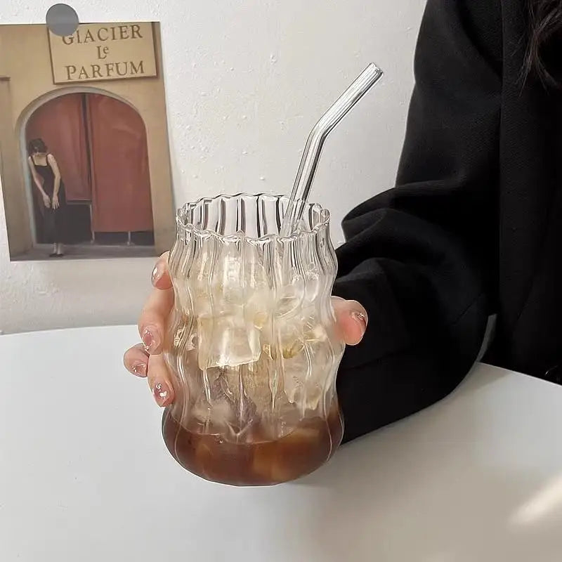 Modern Ribbed Glass Cup – Various Designs