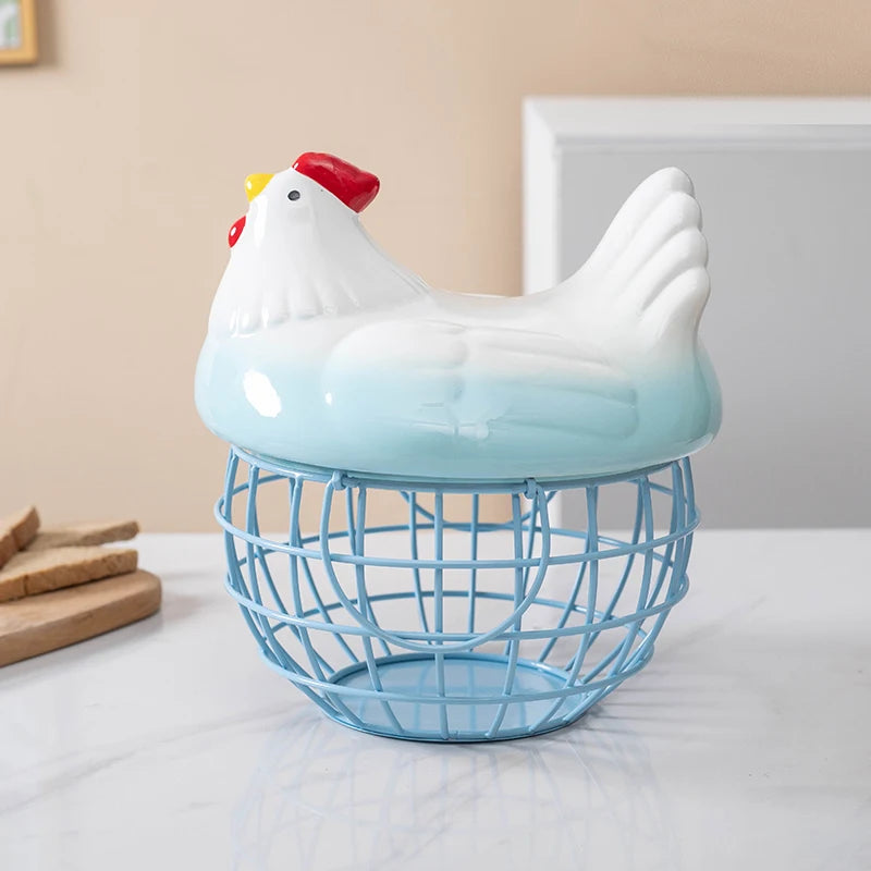 Ceramic Chicken Egg Basket