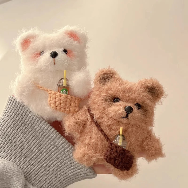 Knitted Teddy Bear AirPods Case – Cozy Handmade Touch