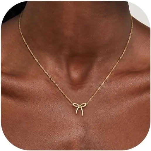 Elegant Bow Pendant Necklace – Gold & Silver Options