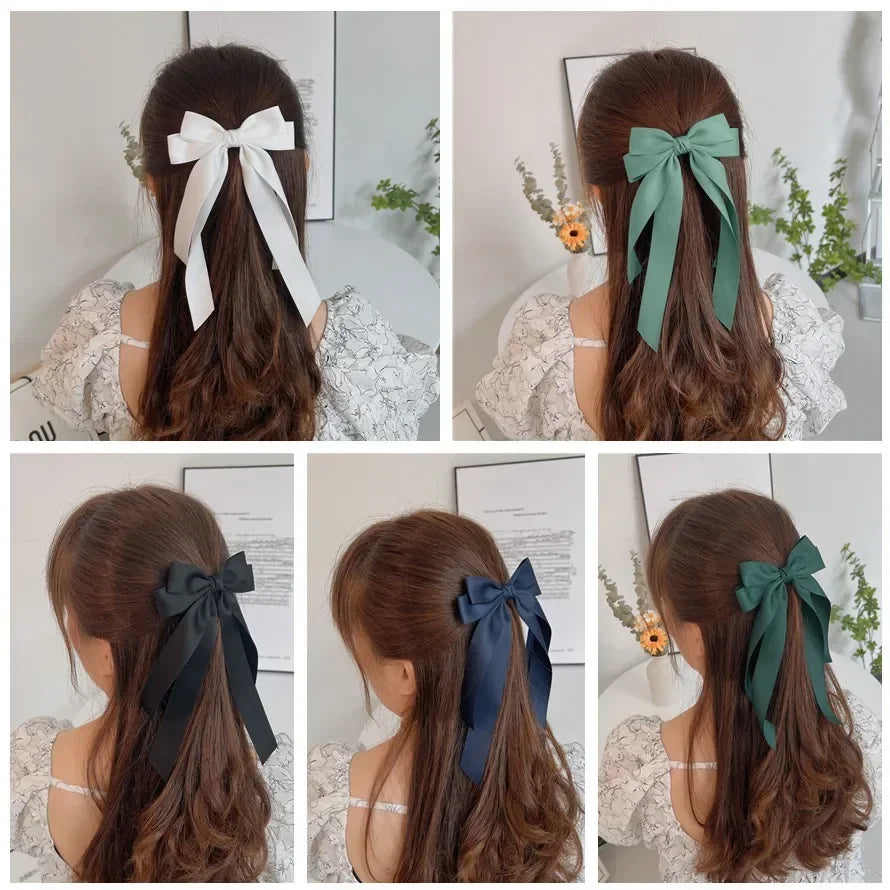 Elegant Fabric Bow Hair Clip – Long Ribbon Hairpin for Women & Girls