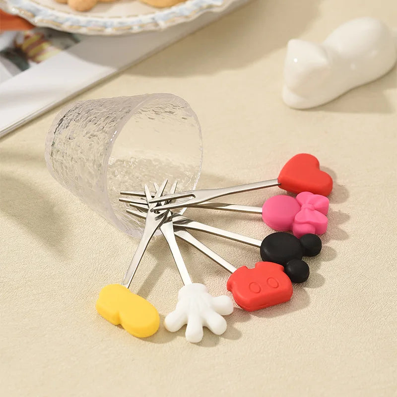 Disney Mickey & Minnie Stainless Steel Fruit & Dessert Forks – Cartoon Tableware Set
