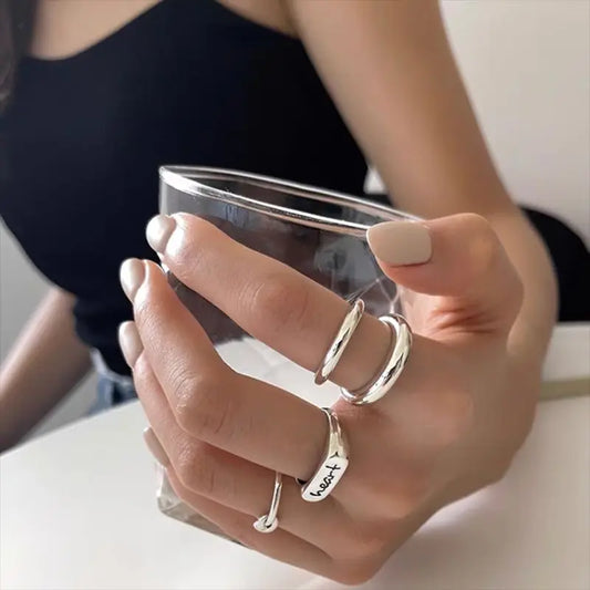 925 Sterling Silver Double-Line Geometric Ring